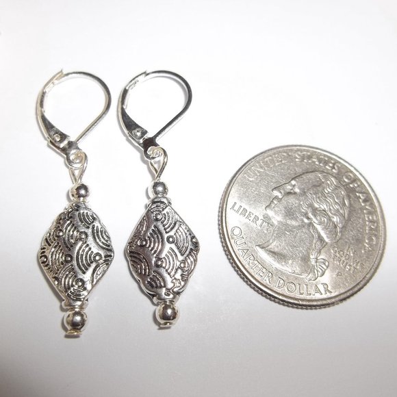 Silver Earrings Dangle Drop Lever Back Jewlery Gift Idea for Her Girl Woman 8132 - Picture 2 of 7